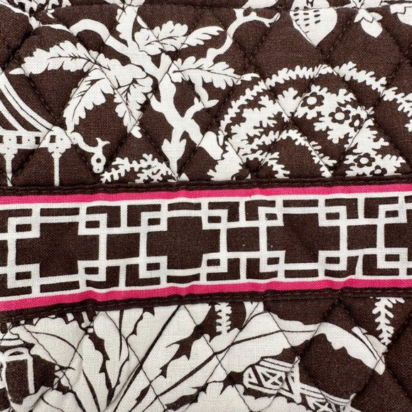 Vera Bradley Imperial Toile Cosmetic Bag Plastic Lining Brown White Pink Floral - Picture 2 of 8